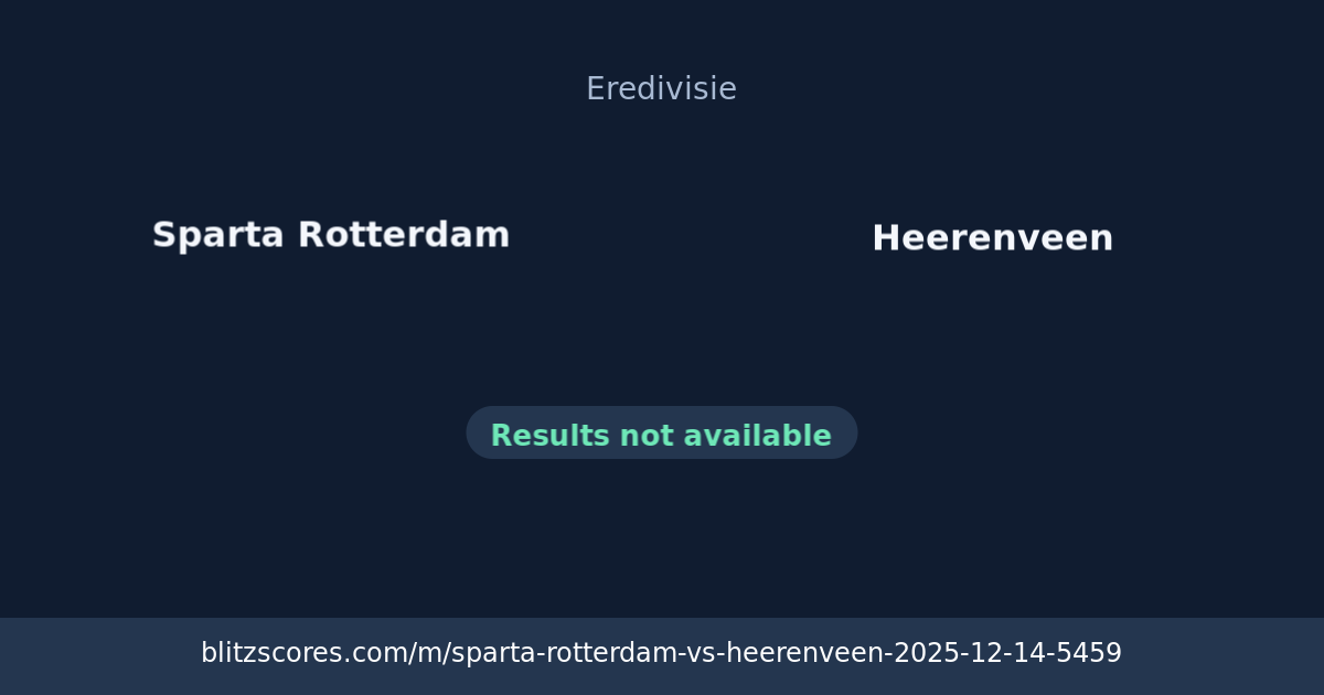 Sparta Rotterdam vs Heerenveen score card