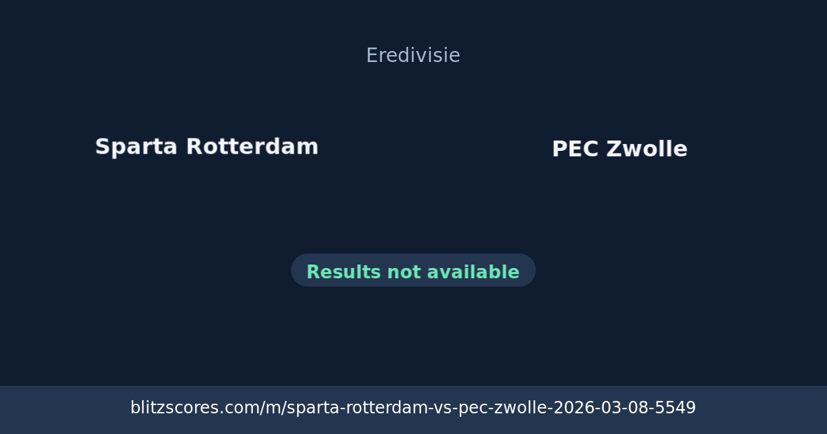 Sparta Rotterdam vs PEC Zwolle score card