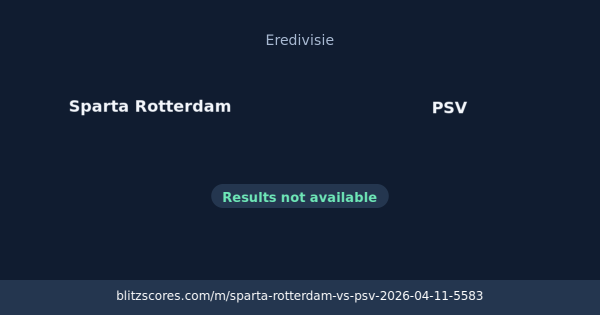 Sparta Rotterdam vs PSV score card
