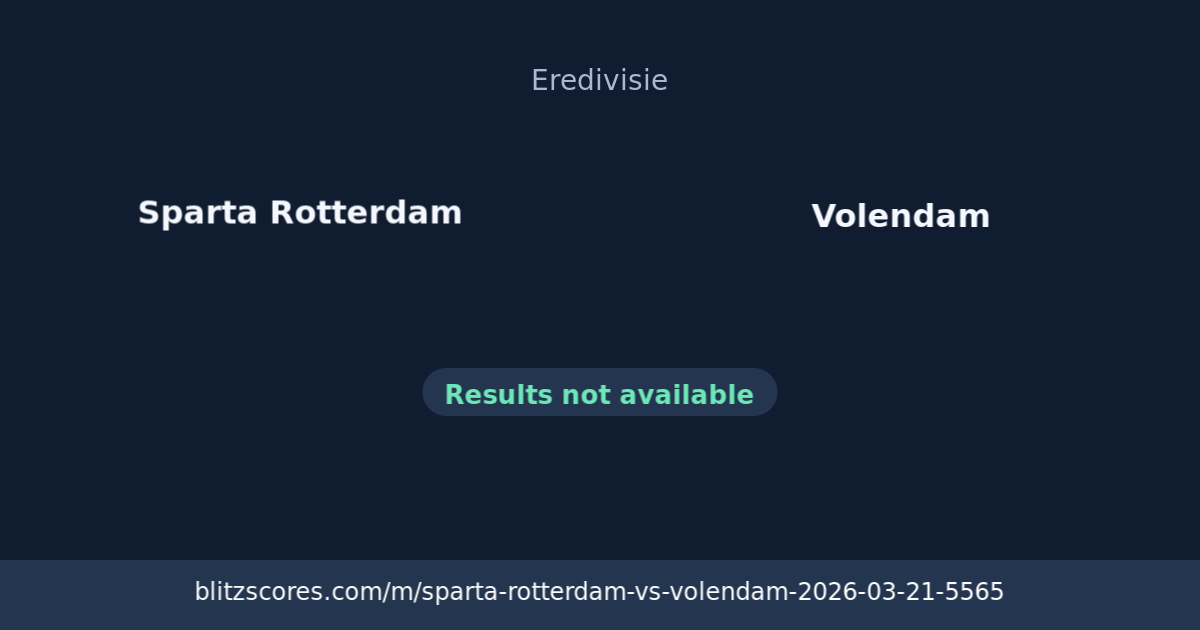 Sparta Rotterdam vs Volendam score card