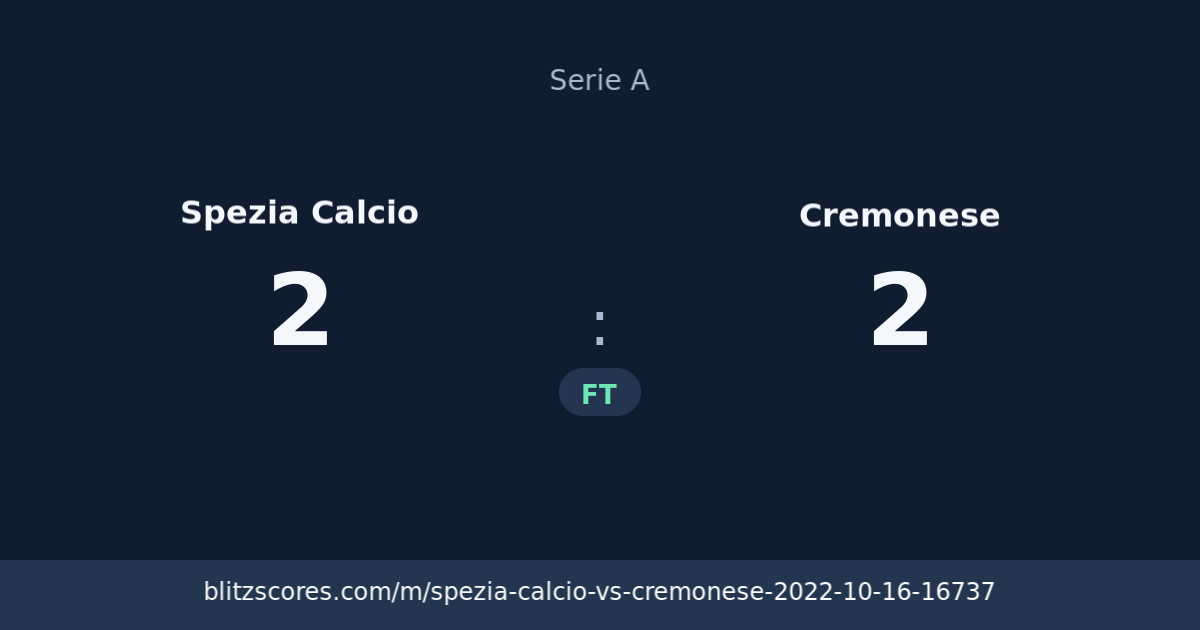 Spezia Calcio vs Cremonese score card