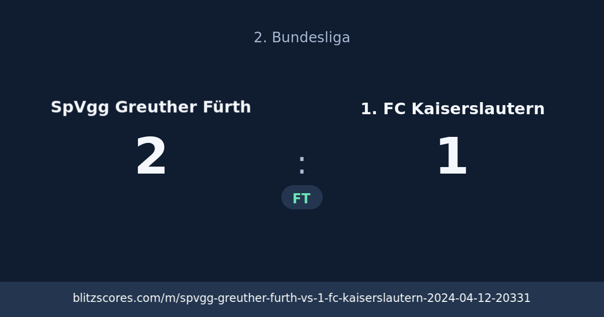 SpVgg Greuther Fürth vs 1. FC Kaiserslautern score card