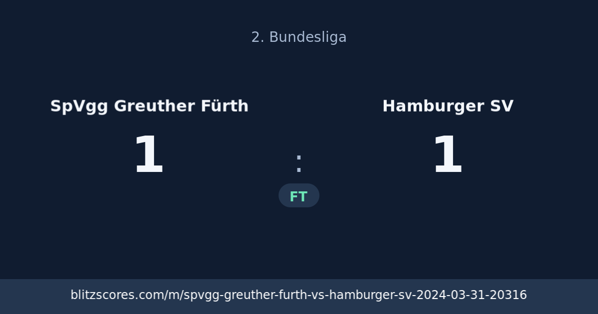 SpVgg Greuther Fürth vs Hamburger SV score card