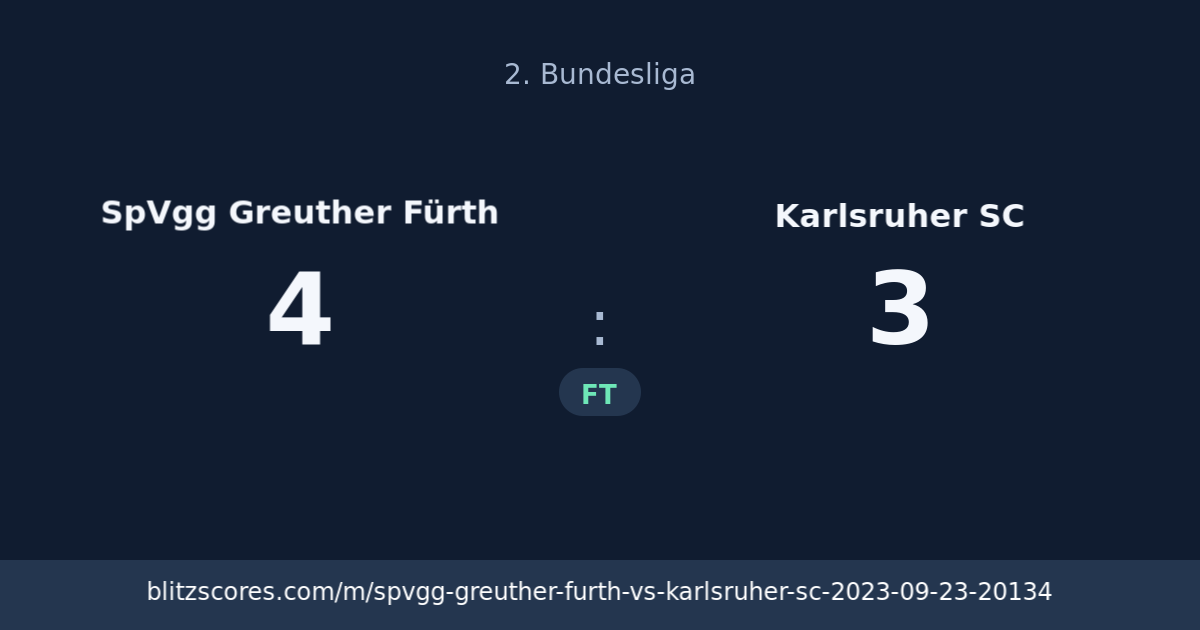 SpVgg Greuther Fürth vs Karlsruher SC score card