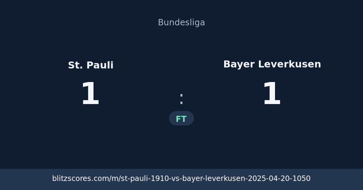 St. Pauli vs Bayer Leverkusen score card