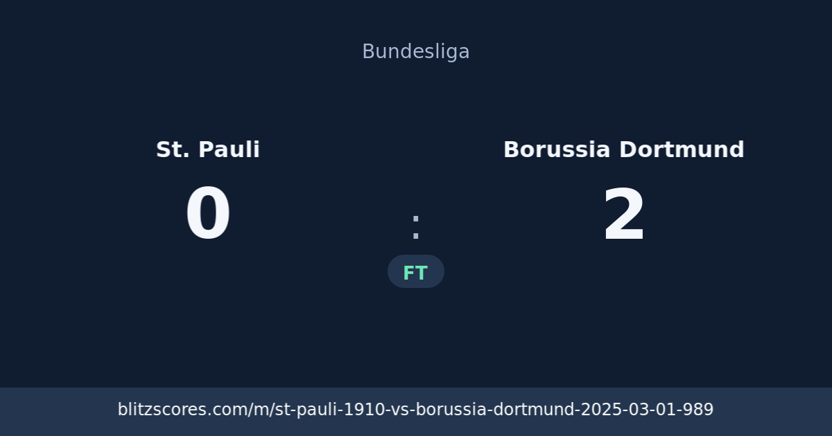 St. Pauli vs Borussia Dortmund score card