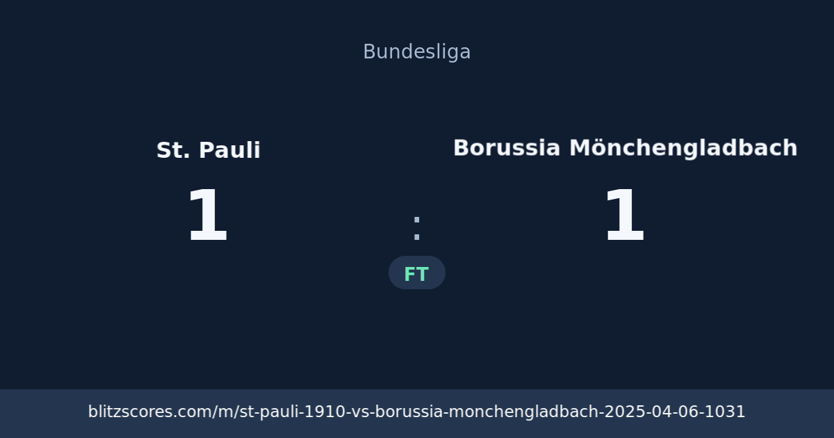 St. Pauli vs Borussia Mönchengladbach score card