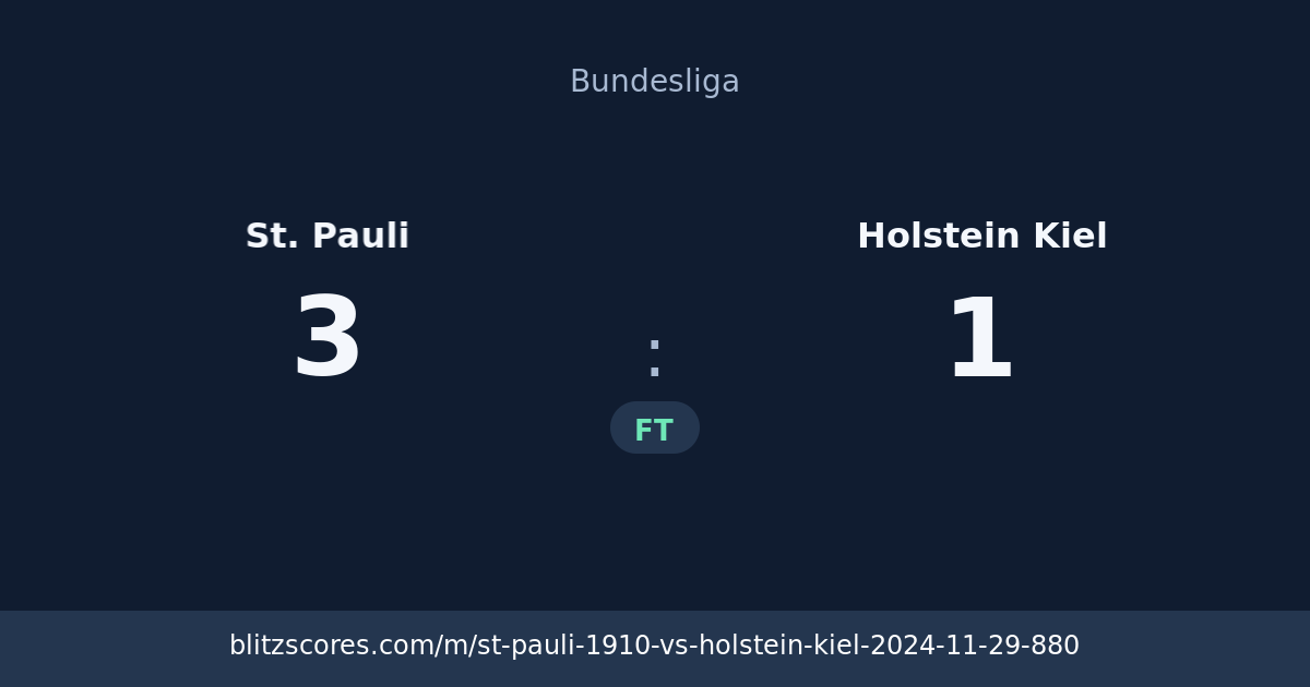 St. Pauli vs Holstein Kiel score card