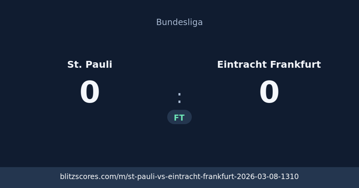 St. Pauli vs Eintracht Frankfurt score card