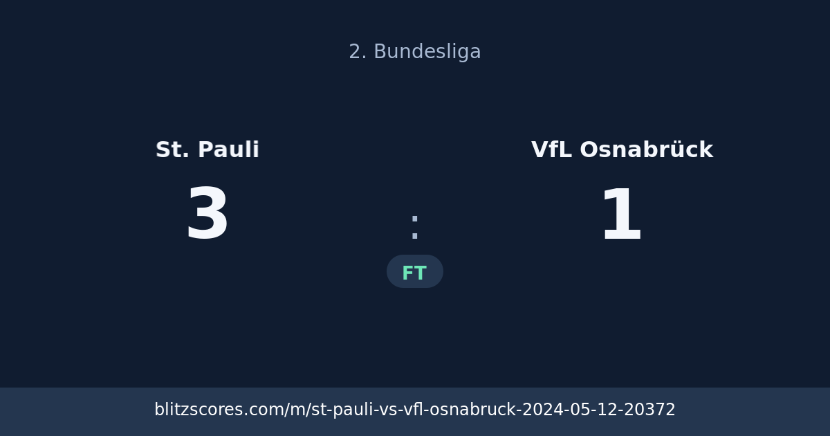 St. Pauli vs VfL Osnabrück score card