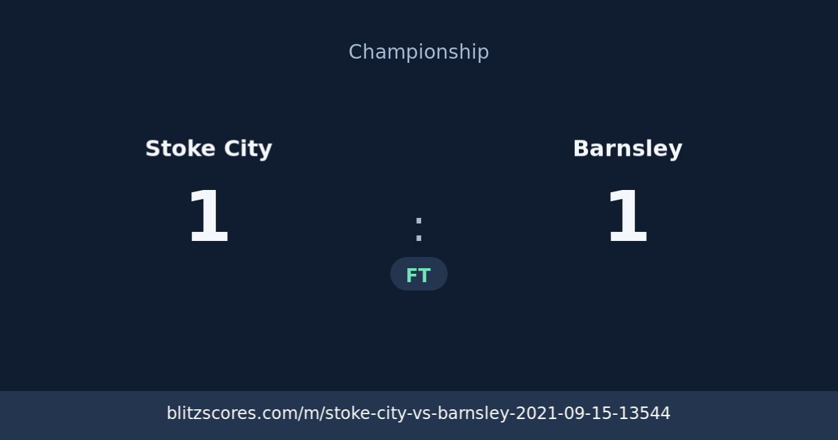 Stoke City vs Barnsley score card