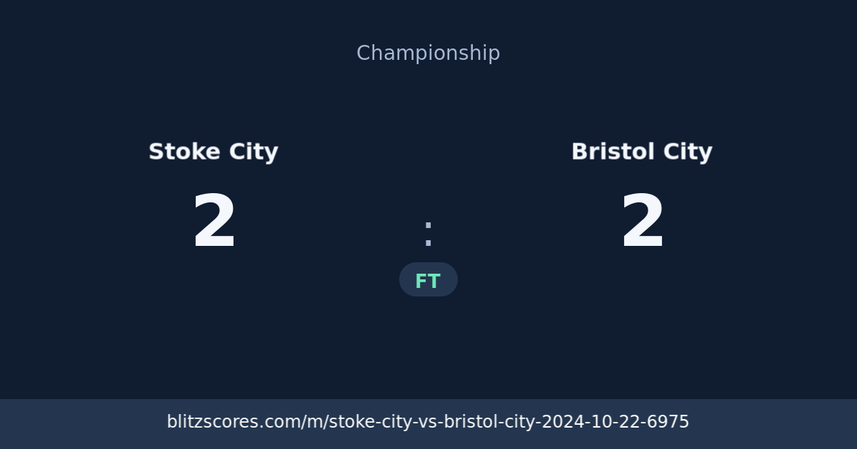 Stoke City vs Bristol City score card