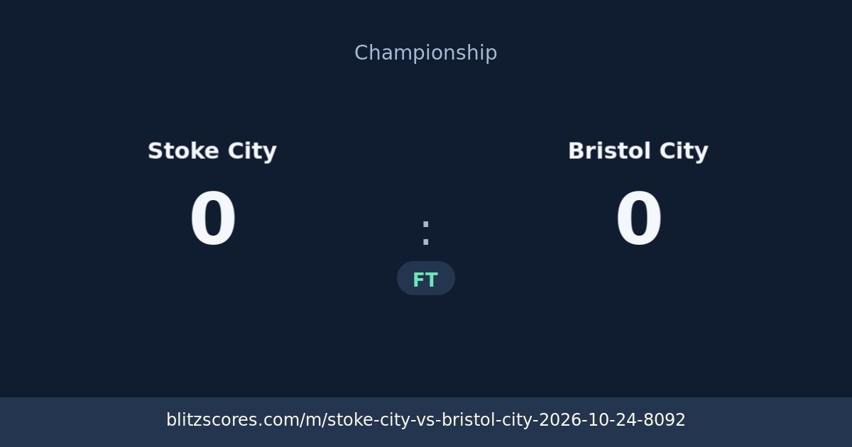 Stoke City vs Bristol City score card