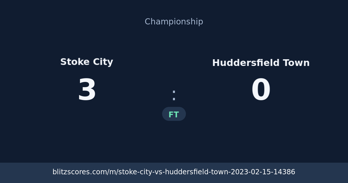 Stoke City vs Huddersfield Town score card