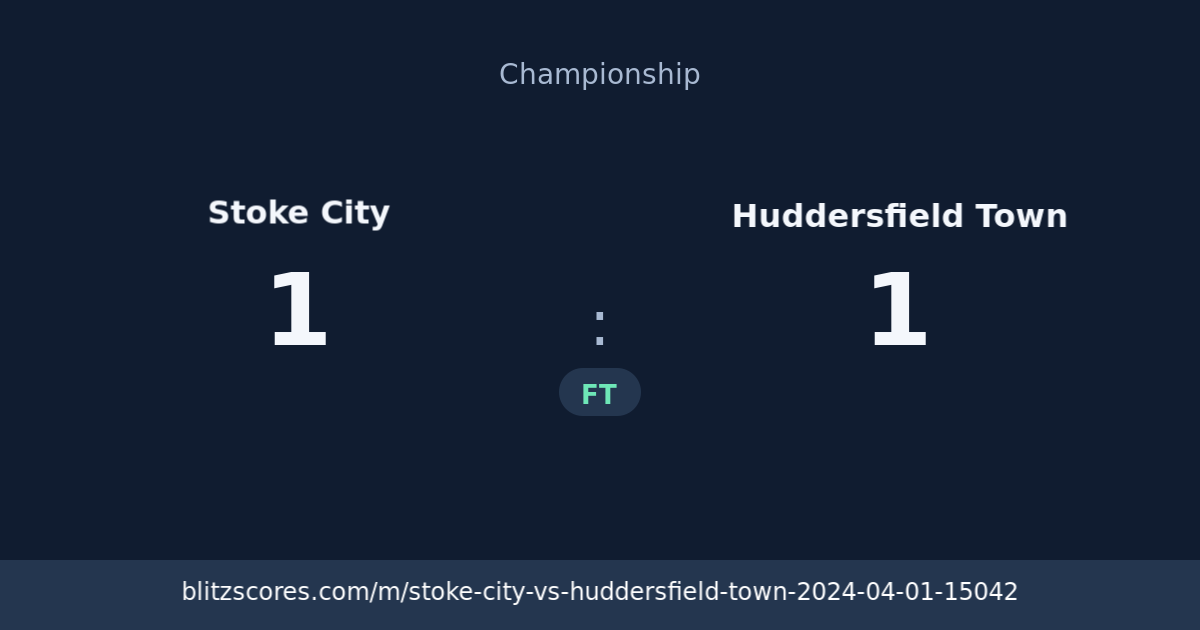 Stoke City vs Huddersfield Town score card