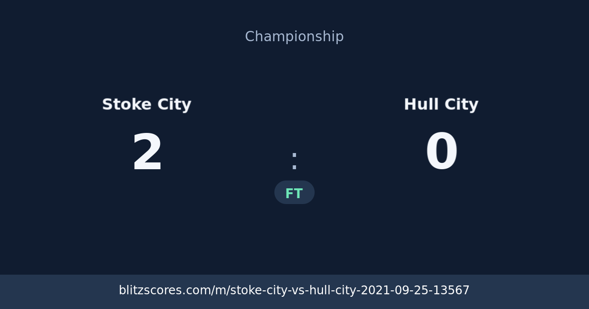 Stoke City vs Hull City score card