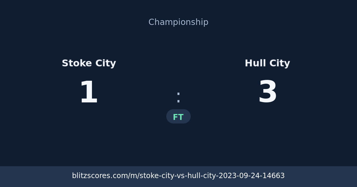 Stoke City vs Hull City score card