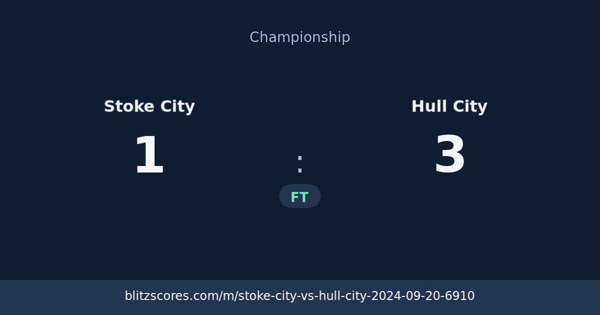 Stoke City vs Hull City score card