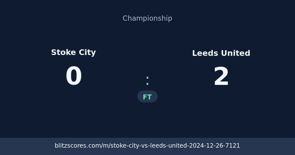 Stoke City vs Leeds United score card