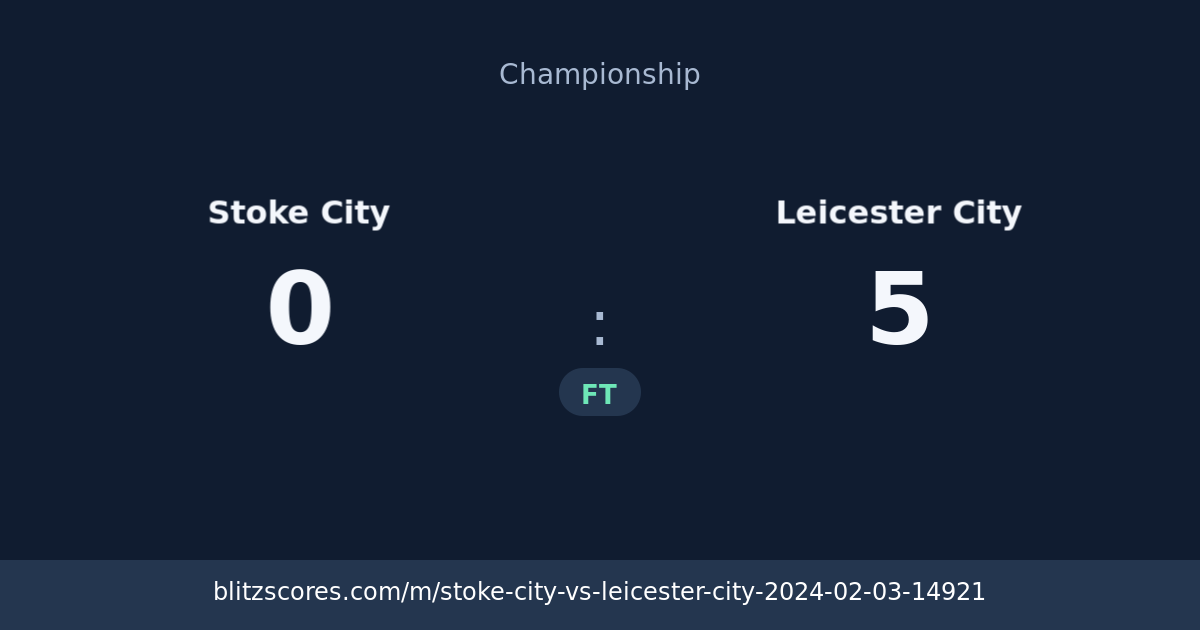 Stoke City vs Leicester City score card
