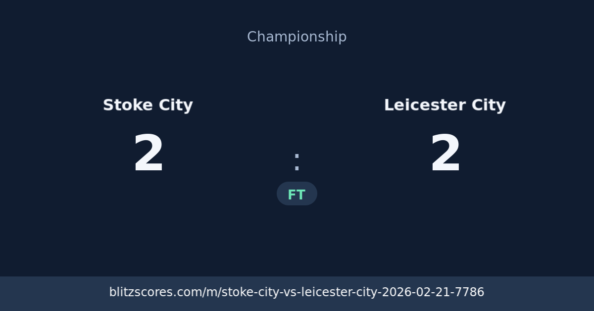 Stoke City vs Leicester City score card