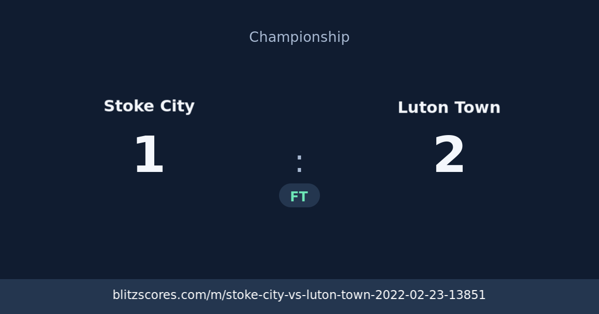 Stoke City vs Luton Town score card