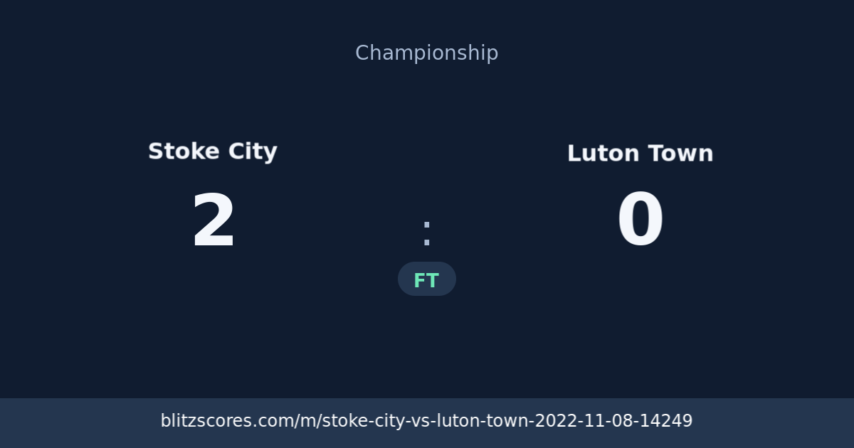 Stoke City vs Luton Town score card