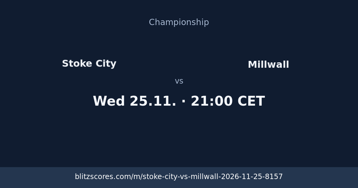 Stoke City vs Millwall score card
