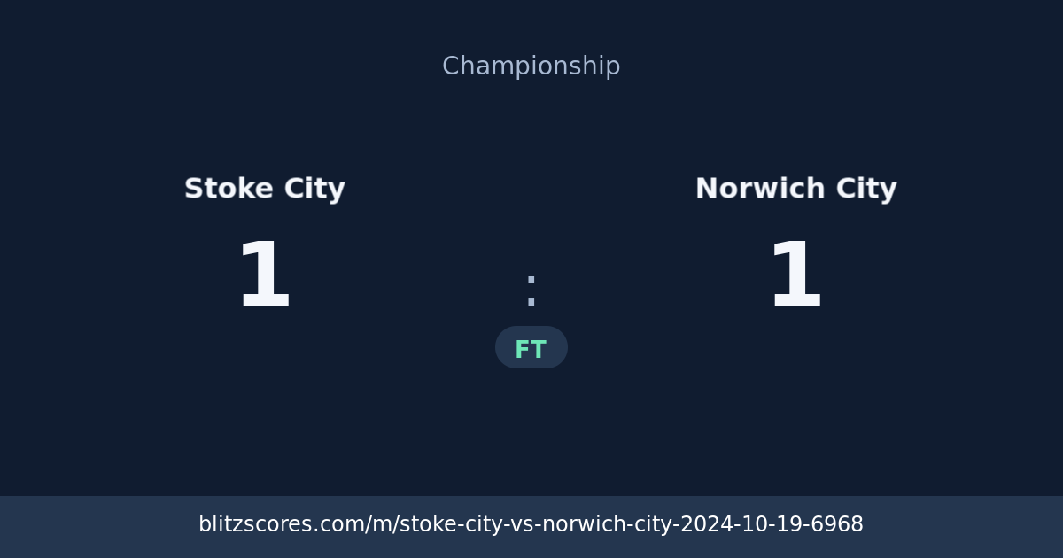 Stoke City vs Norwich City score card