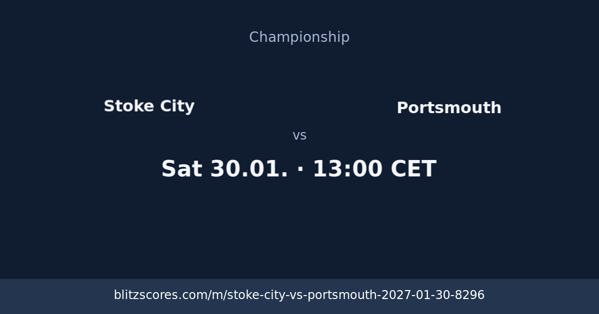 Stoke City vs Portsmouth score card