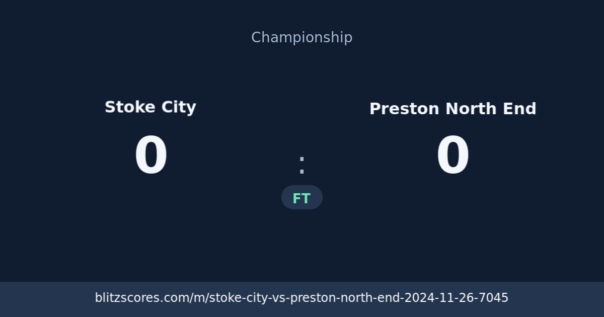 Stoke City vs Preston North End score card