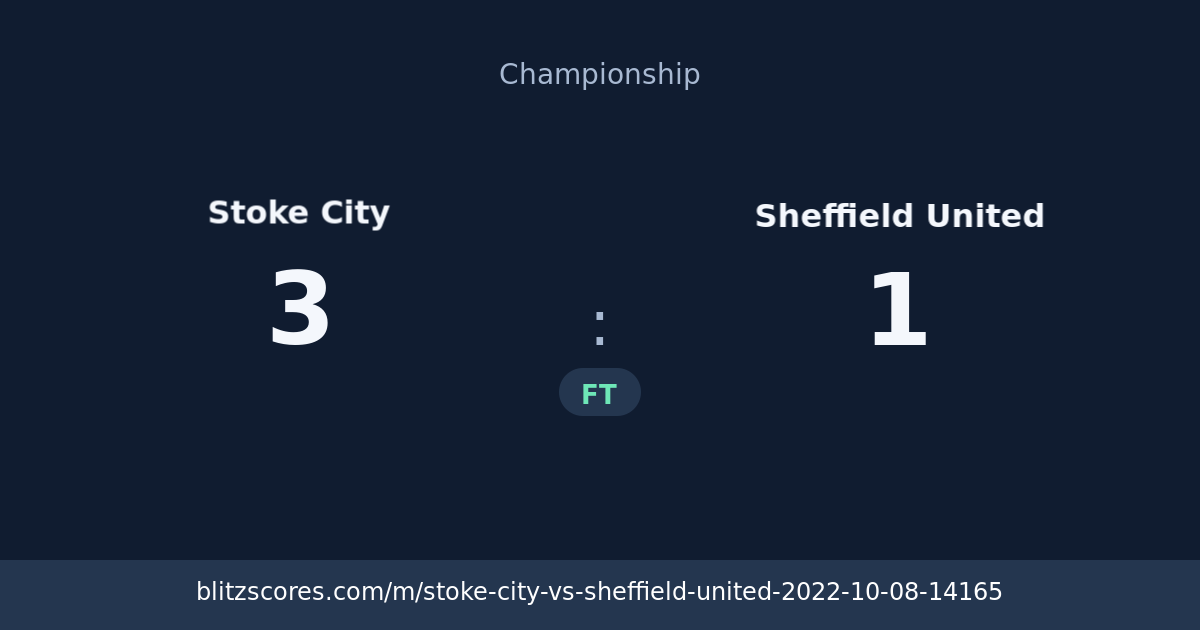 Stoke City vs Sheffield United score card