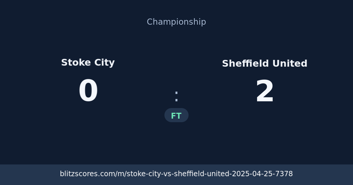 Stoke City vs Sheffield United score card