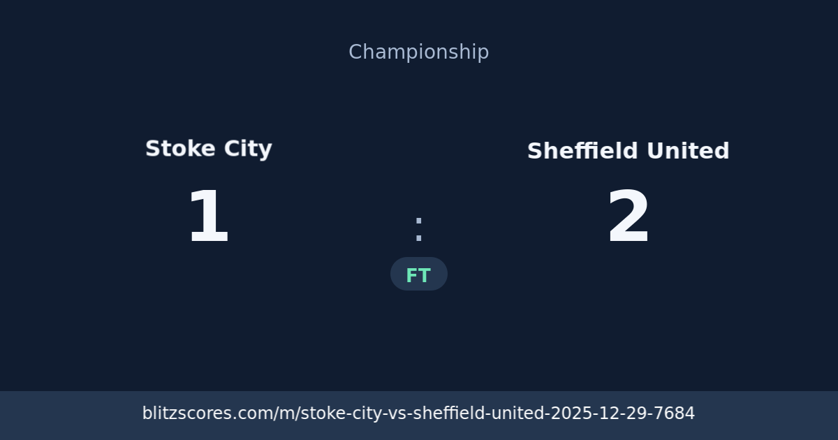 Stoke City vs Sheffield United score card
