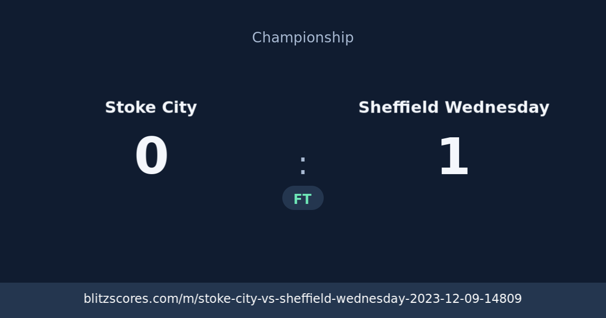 Stoke City vs Sheffield Wednesday score card