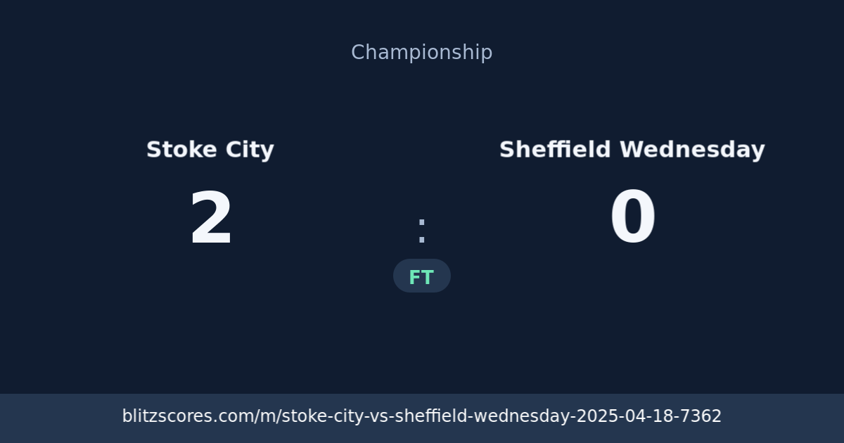 Stoke City vs Sheffield Wednesday score card
