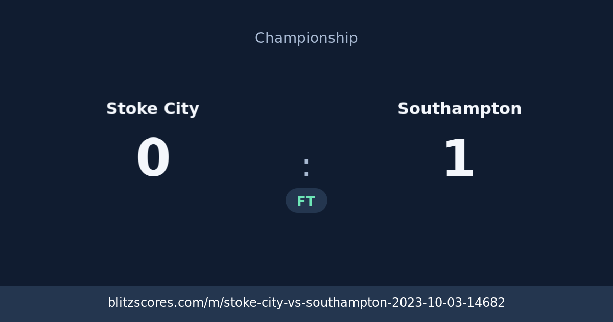 Stoke City vs Southampton score card