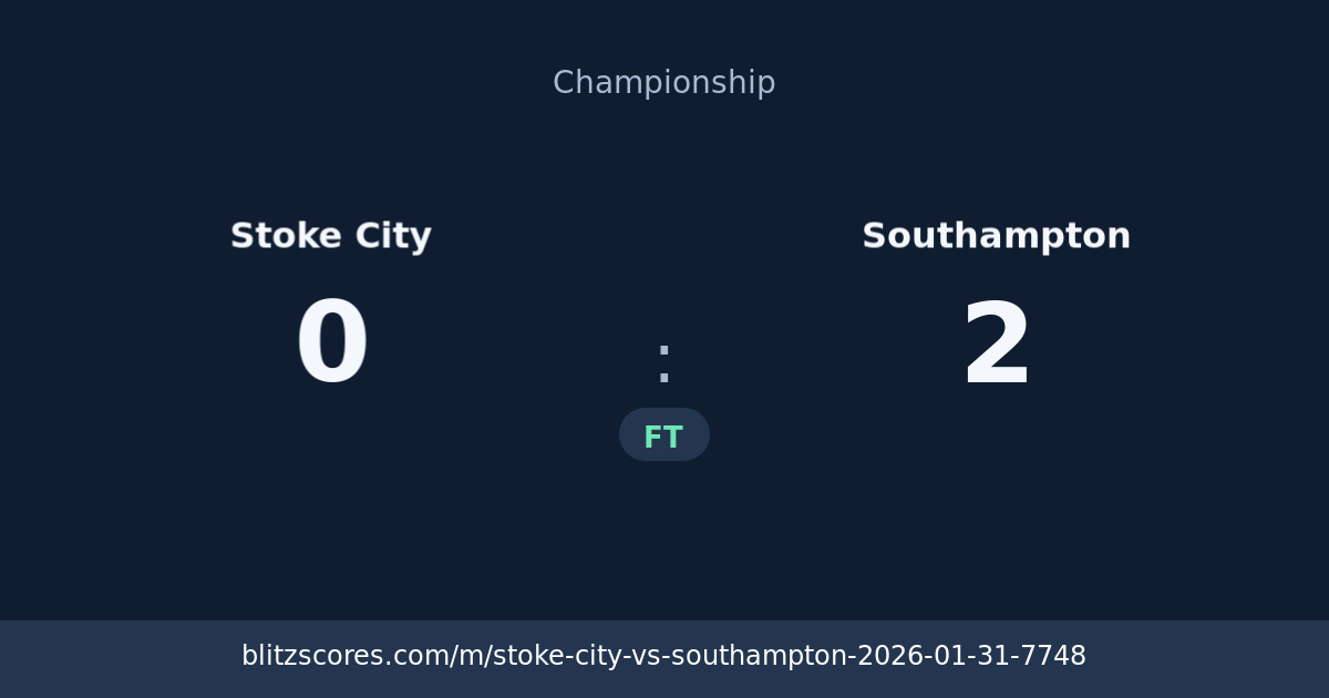 Stoke City vs Southampton score card