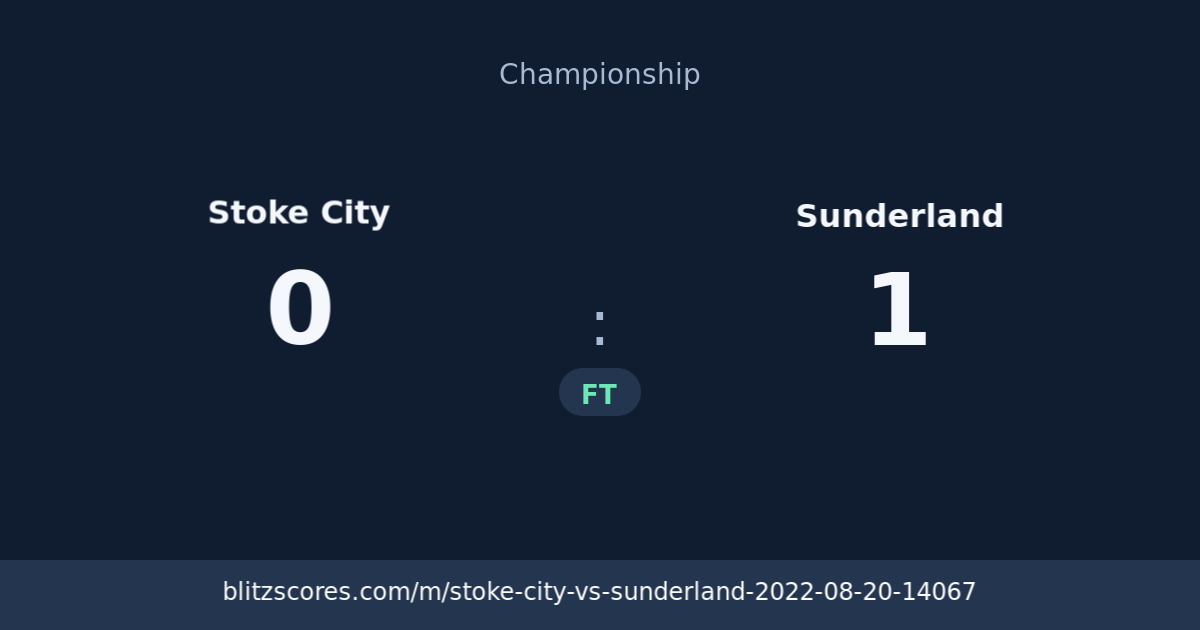 Stoke City vs Sunderland score card