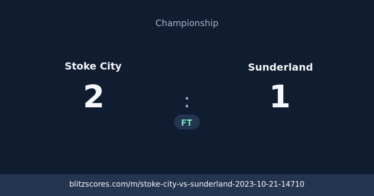 Stoke City vs Sunderland score card