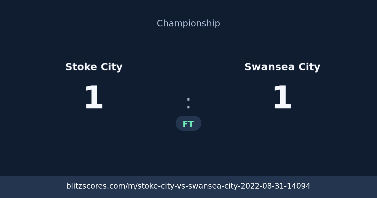 Stoke City vs Swansea City score card