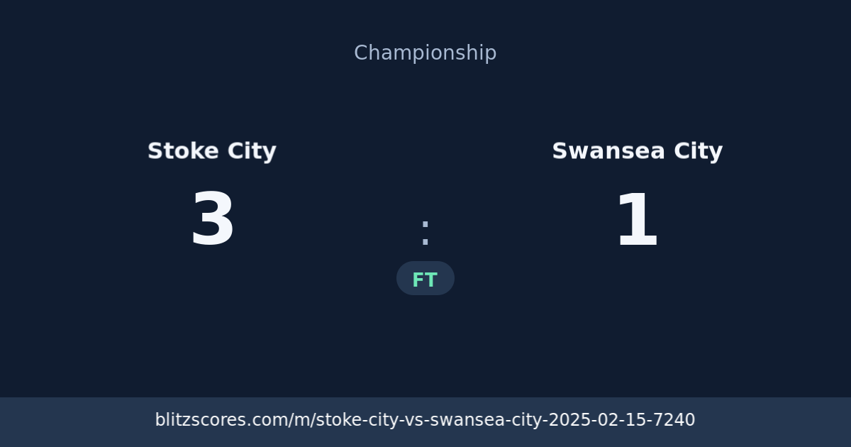 Stoke City vs Swansea City score card