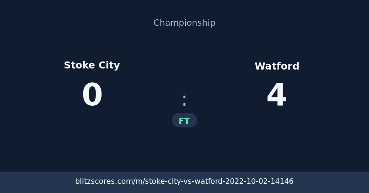 Stoke City vs Watford score card