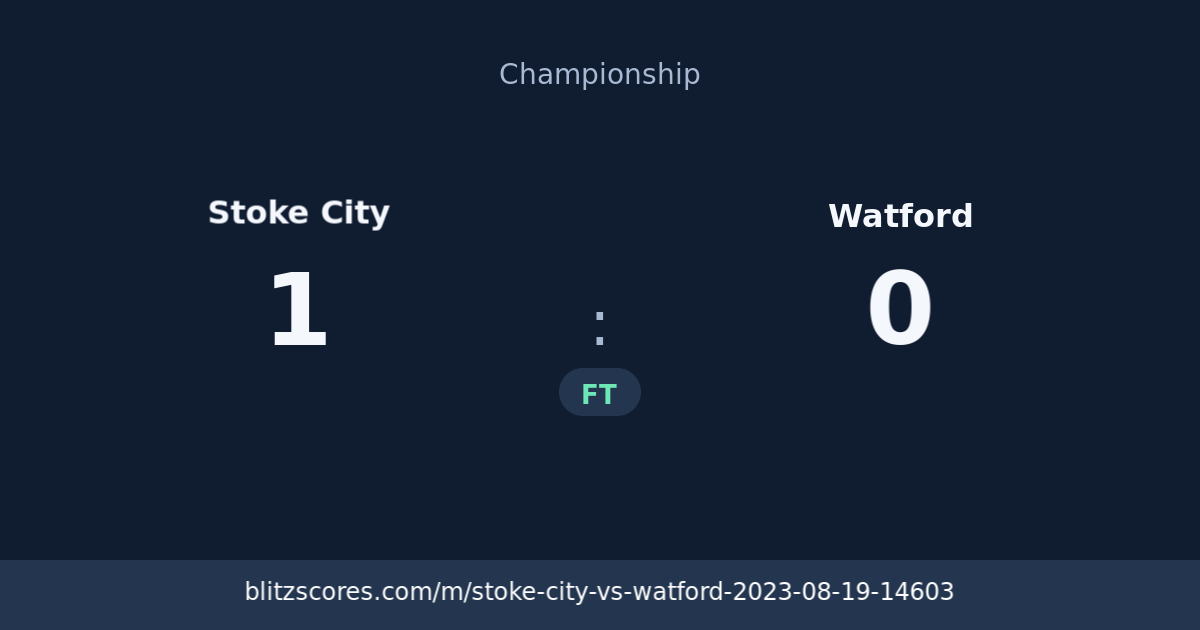 Stoke City vs Watford score card