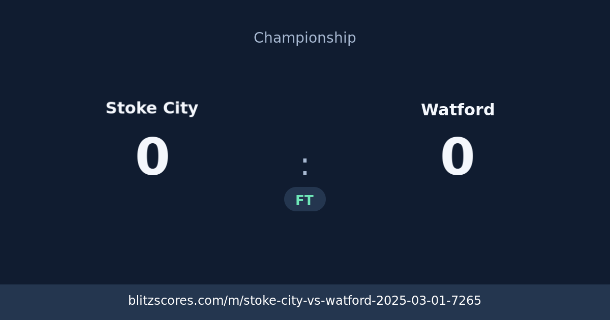 Stoke City vs Watford score card