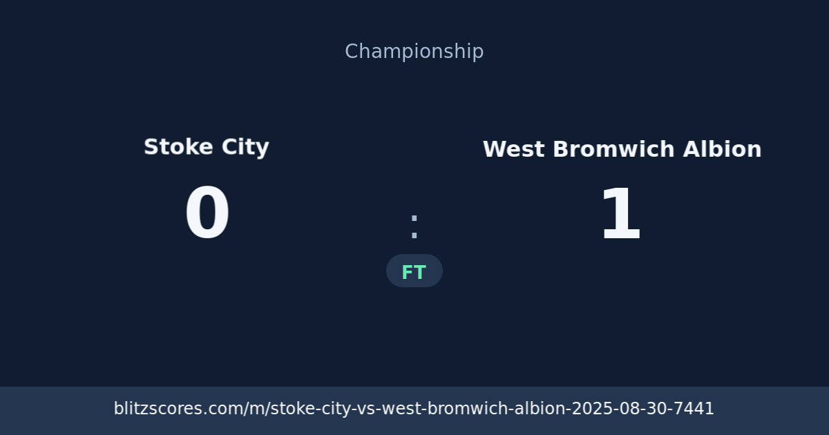 Stoke City vs West Bromwich Albion score card