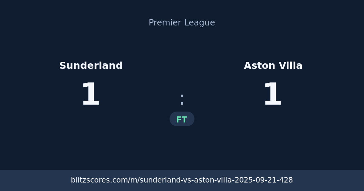 Sunderland vs Aston Villa score card