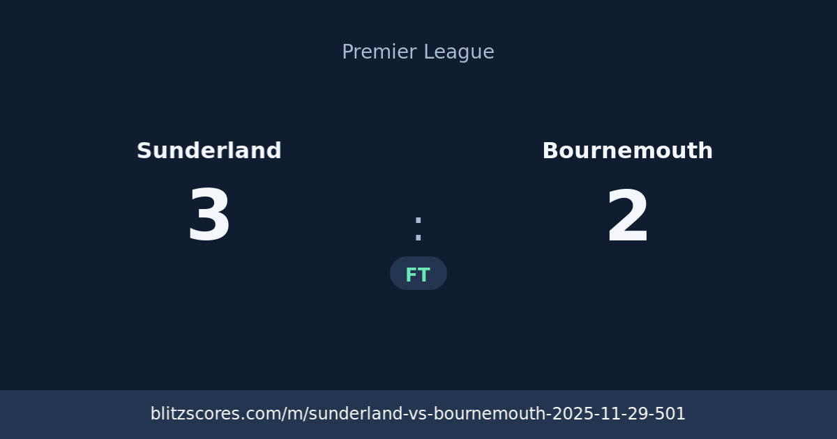 Sunderland vs Bournemouth score card
