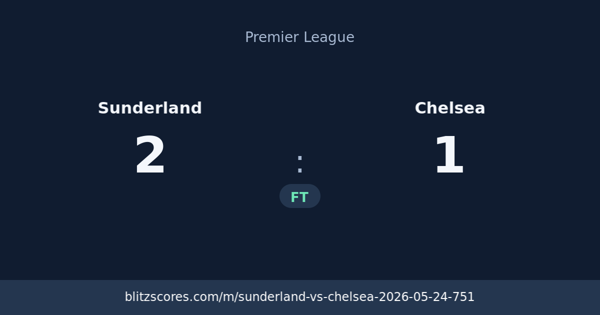Sunderland vs Chelsea score card