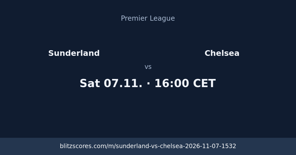 Sunderland vs Chelsea score card